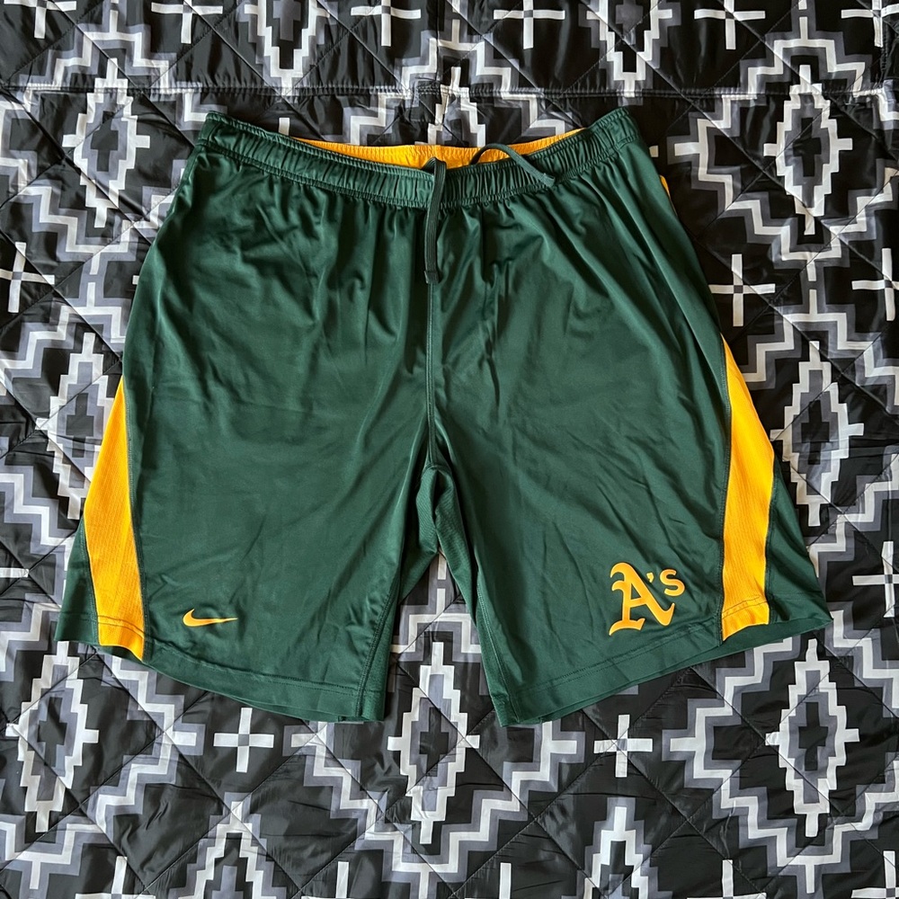 Nike Green and Yellow Athletic Shorts